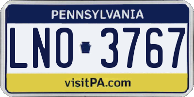 PA license plate LNO3767
