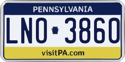 PA license plate LNO3860