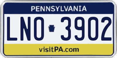 PA license plate LNO3902