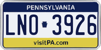 PA license plate LNO3926
