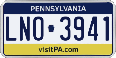 PA license plate LNO3941