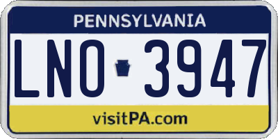 PA license plate LNO3947
