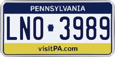 PA license plate LNO3989