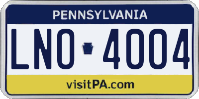 PA license plate LNO4004