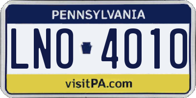 PA license plate LNO4010
