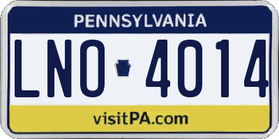 PA license plate LNO4014