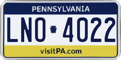 PA license plate LNO4022