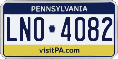 PA license plate LNO4082