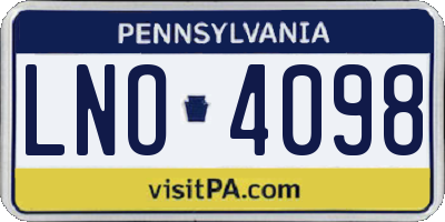 PA license plate LNO4098