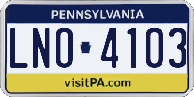 PA license plate LNO4103