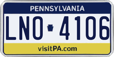 PA license plate LNO4106