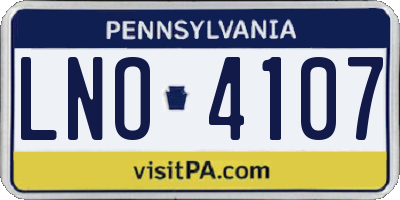 PA license plate LNO4107