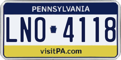 PA license plate LNO4118
