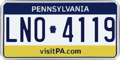 PA license plate LNO4119