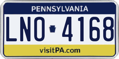 PA license plate LNO4168