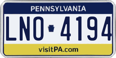 PA license plate LNO4194