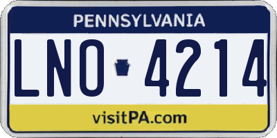 PA license plate LNO4214