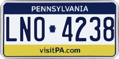 PA license plate LNO4238