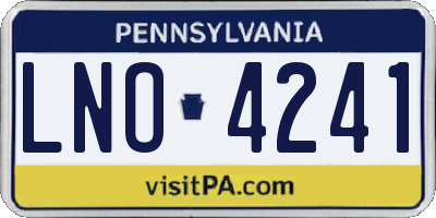 PA license plate LNO4241