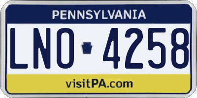 PA license plate LNO4258