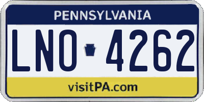 PA license plate LNO4262