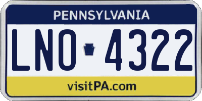 PA license plate LNO4322