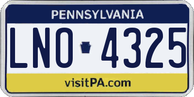 PA license plate LNO4325