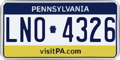 PA license plate LNO4326