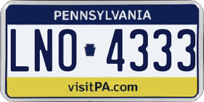 PA license plate LNO4333