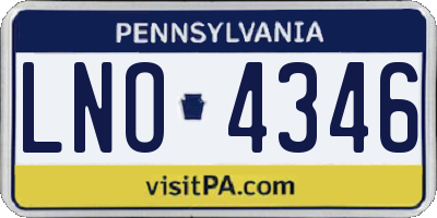 PA license plate LNO4346