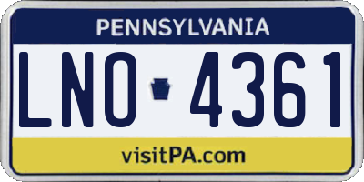 PA license plate LNO4361