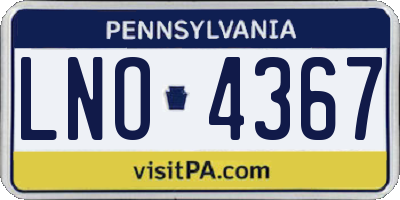 PA license plate LNO4367