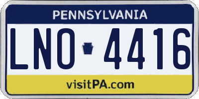 PA license plate LNO4416