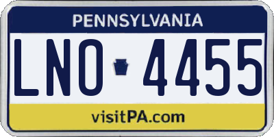 PA license plate LNO4455