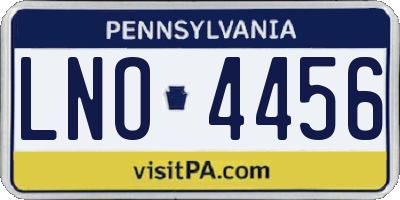 PA license plate LNO4456