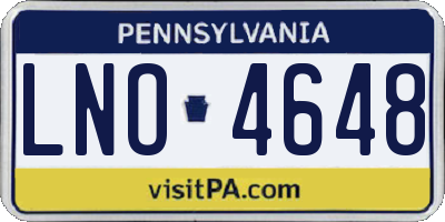 PA license plate LNO4648
