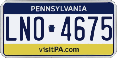 PA license plate LNO4675