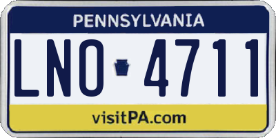 PA license plate LNO4711
