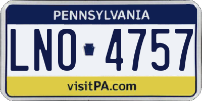 PA license plate LNO4757