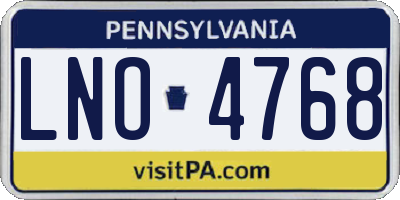 PA license plate LNO4768