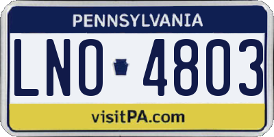 PA license plate LNO4803