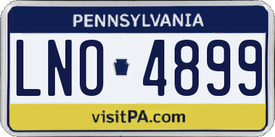 PA license plate LNO4899
