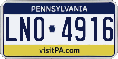 PA license plate LNO4916