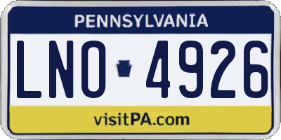 PA license plate LNO4926