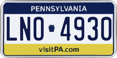 PA license plate LNO4930