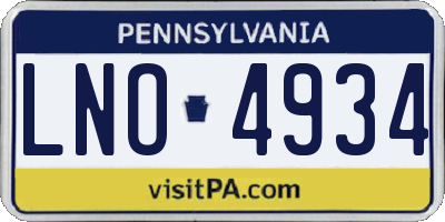 PA license plate LNO4934