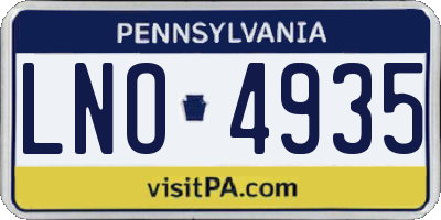 PA license plate LNO4935