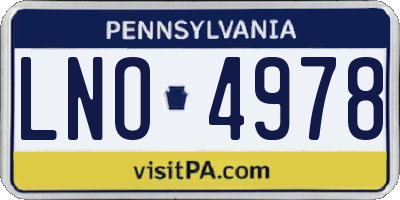 PA license plate LNO4978