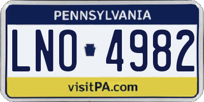 PA license plate LNO4982