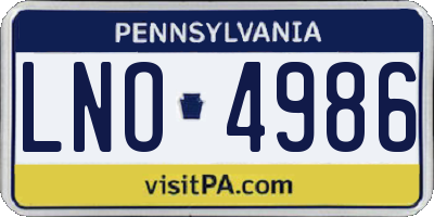 PA license plate LNO4986